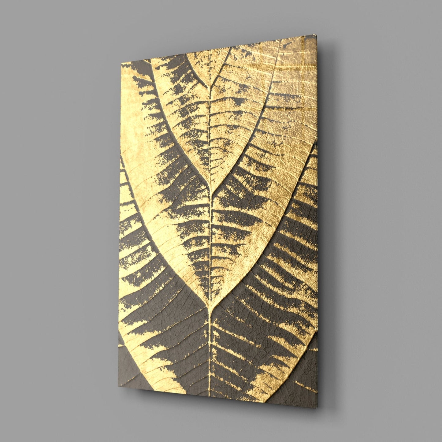 Golden Leaf Glass Wall Art
