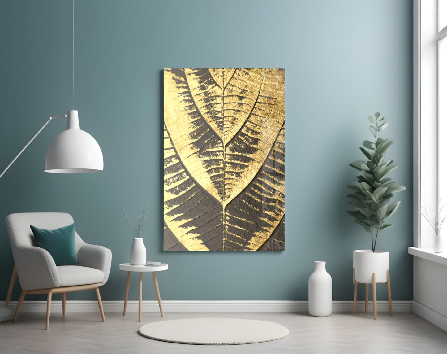 Golden Leaf Glass Wall Art