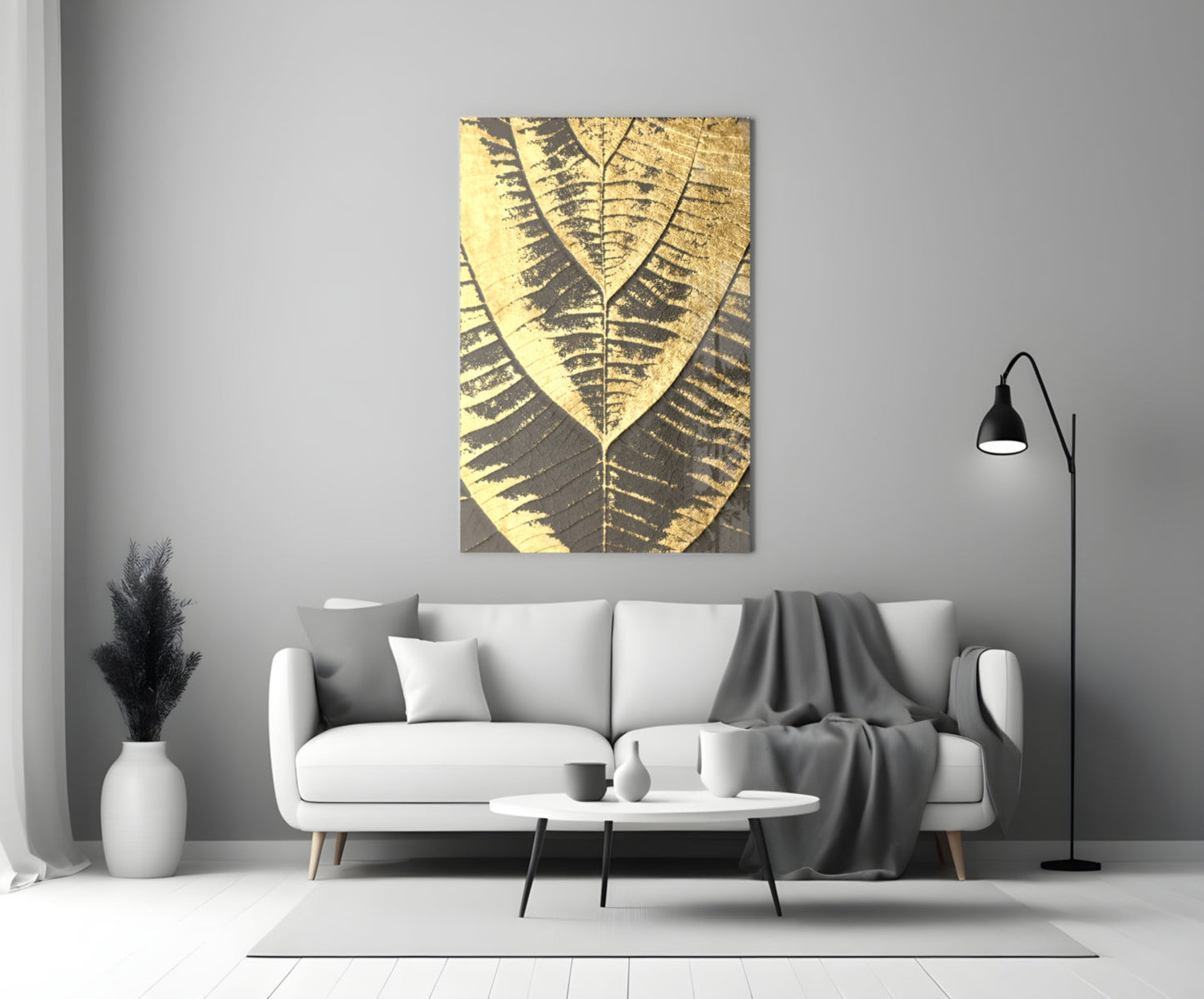 Golden Leaf Glass Wall Art