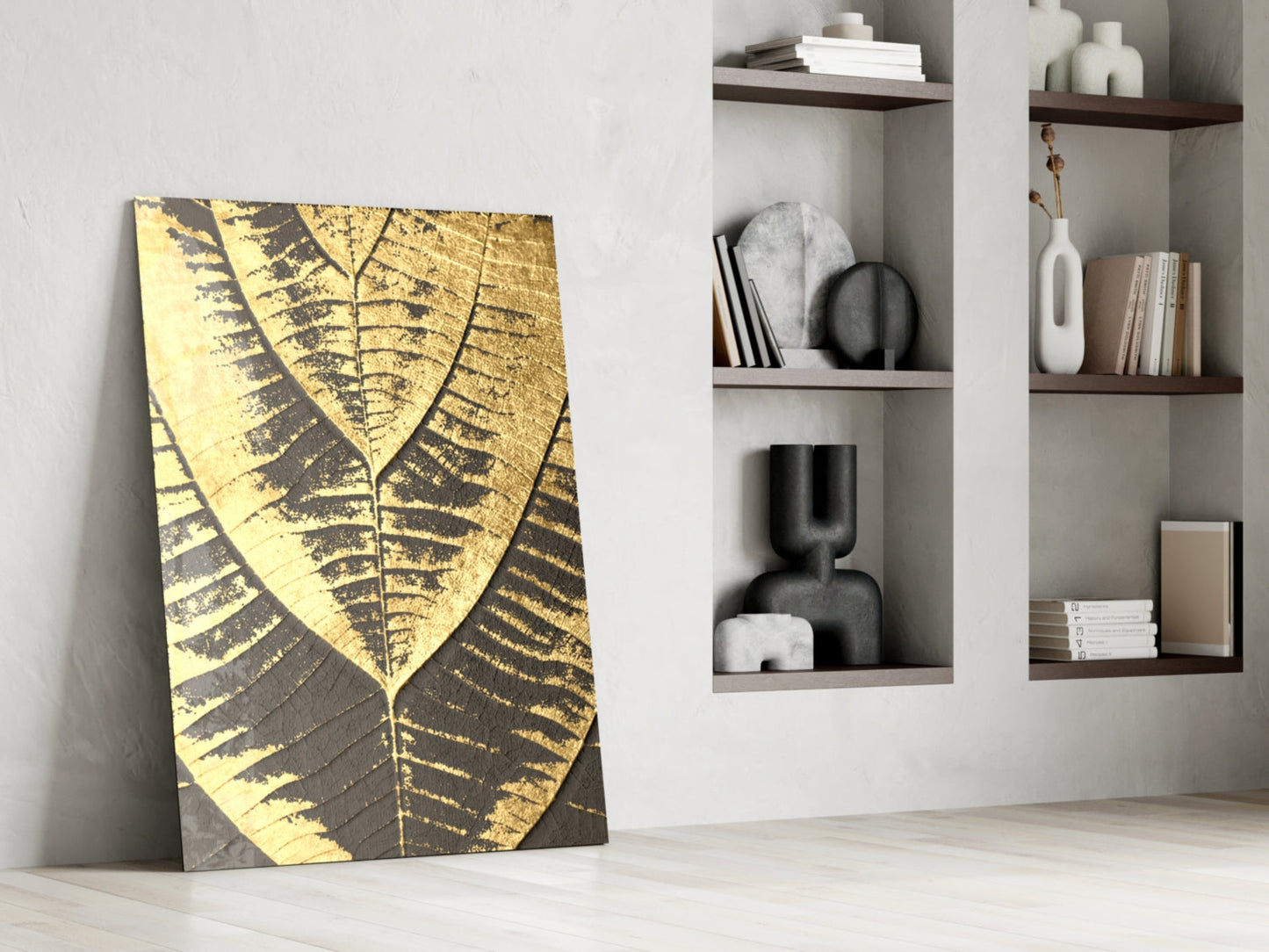 Golden Leaf Glass Wall Art