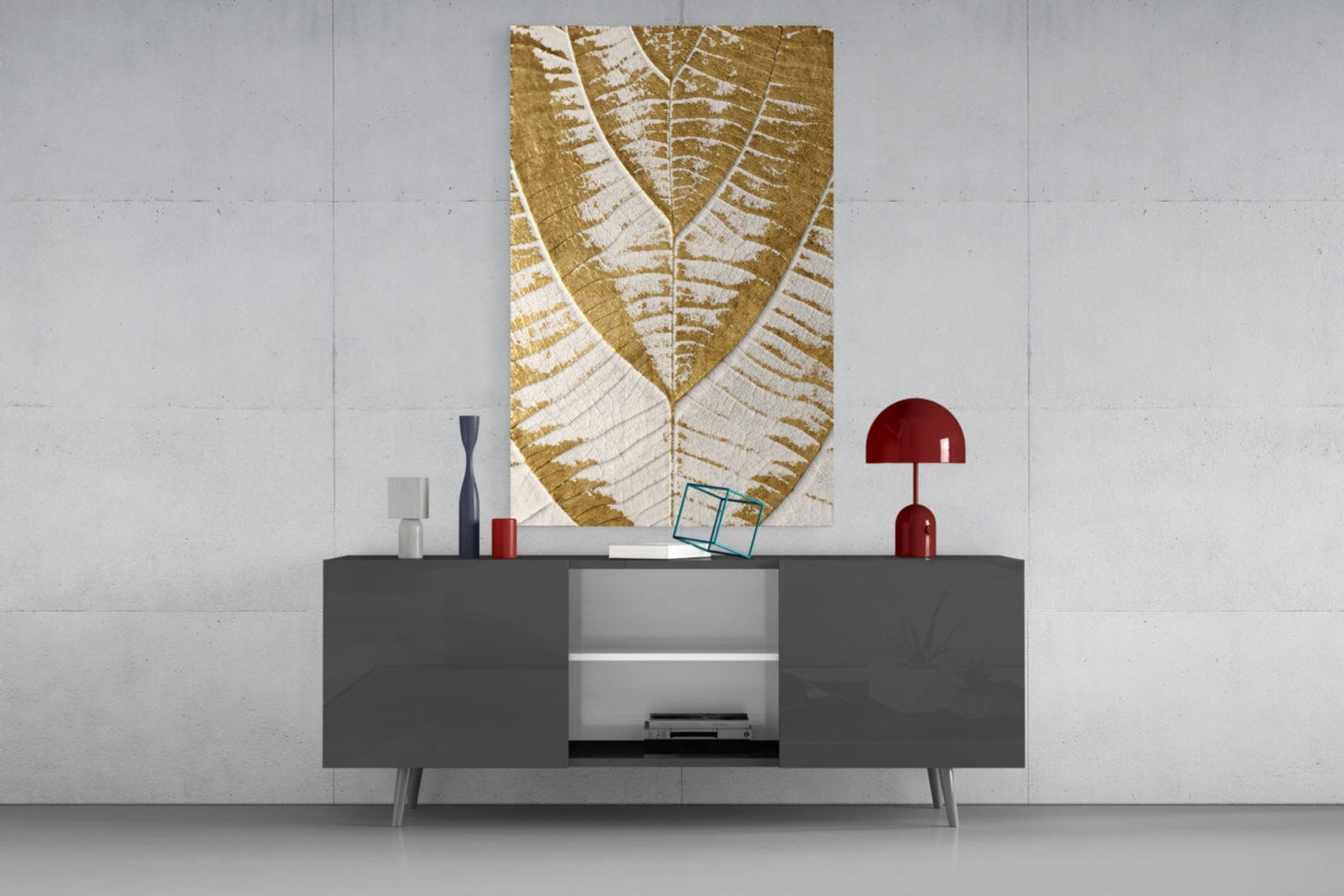 Golden Leaf Glass Wall Art