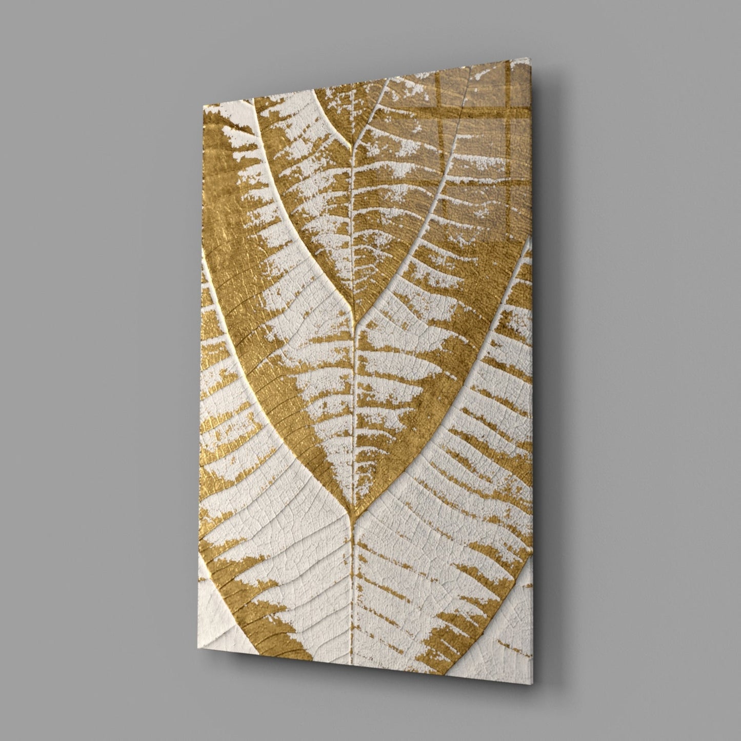Golden Leaf Glass Wall Art