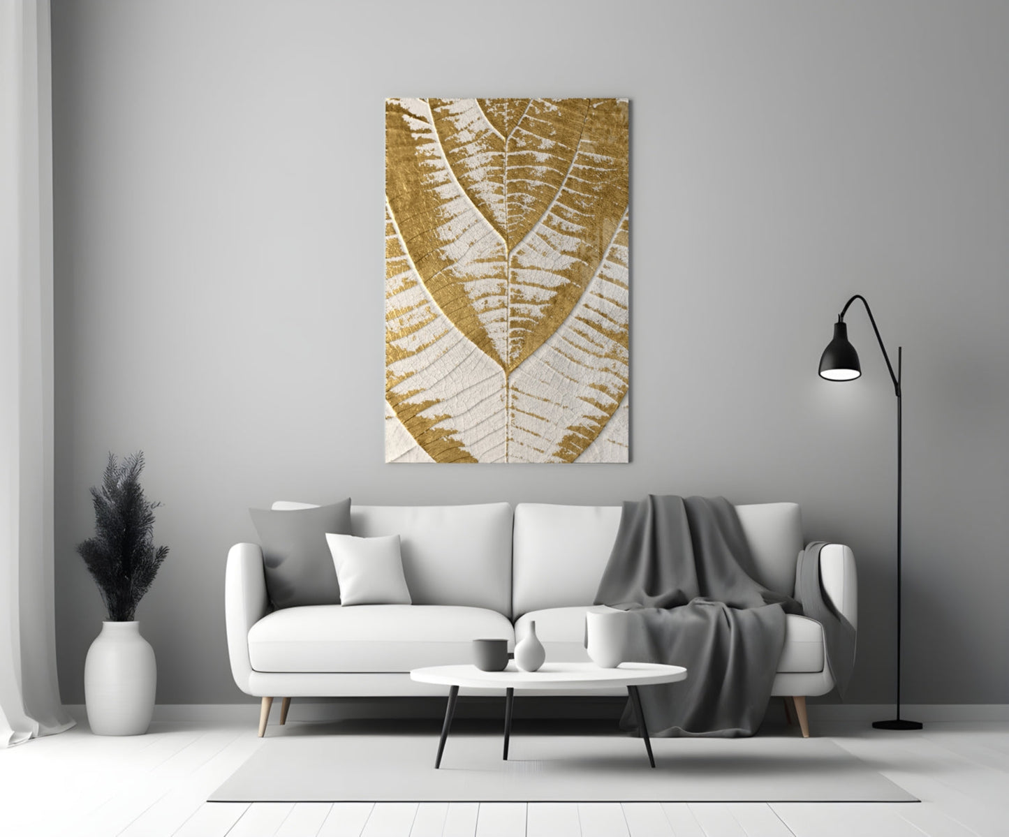 Golden Leaf Glass Wall Art