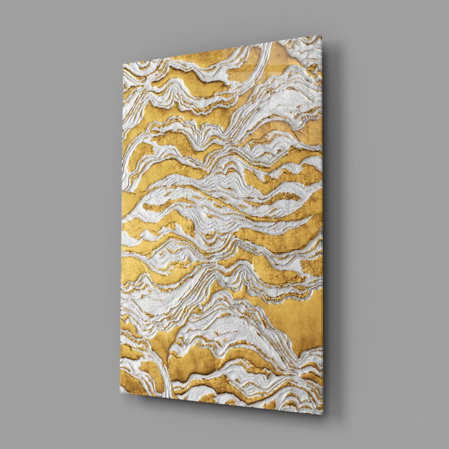 Golden Waves Glass Wall Art