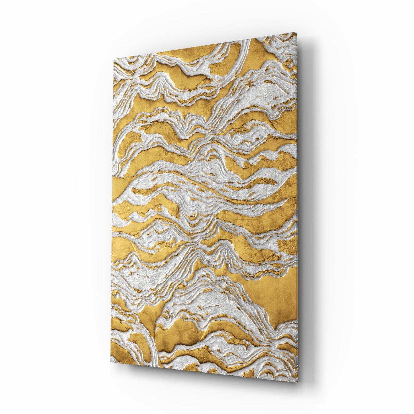 Golden Waves Glass Wall Art