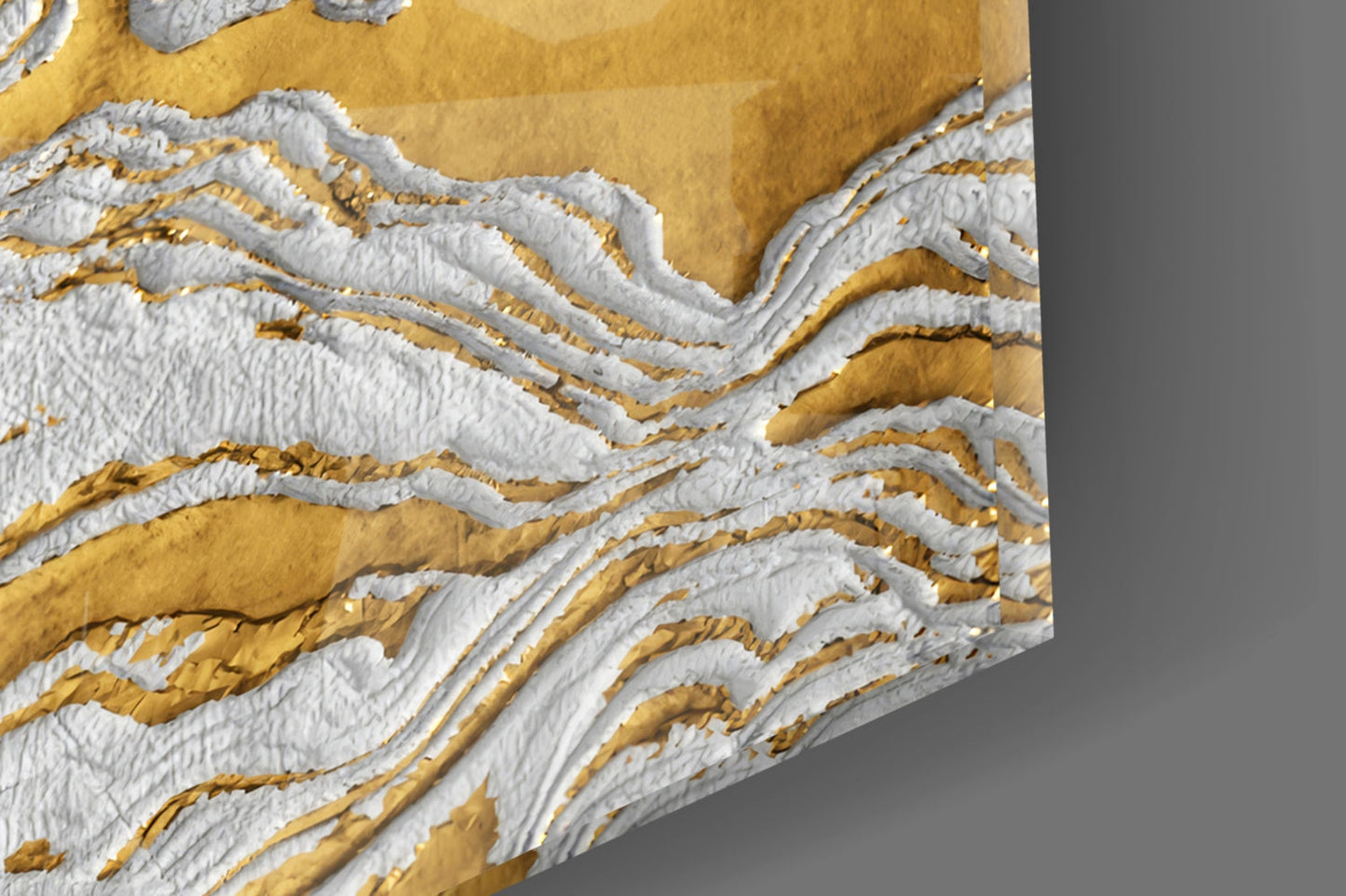 Golden Waves Glass Wall Art