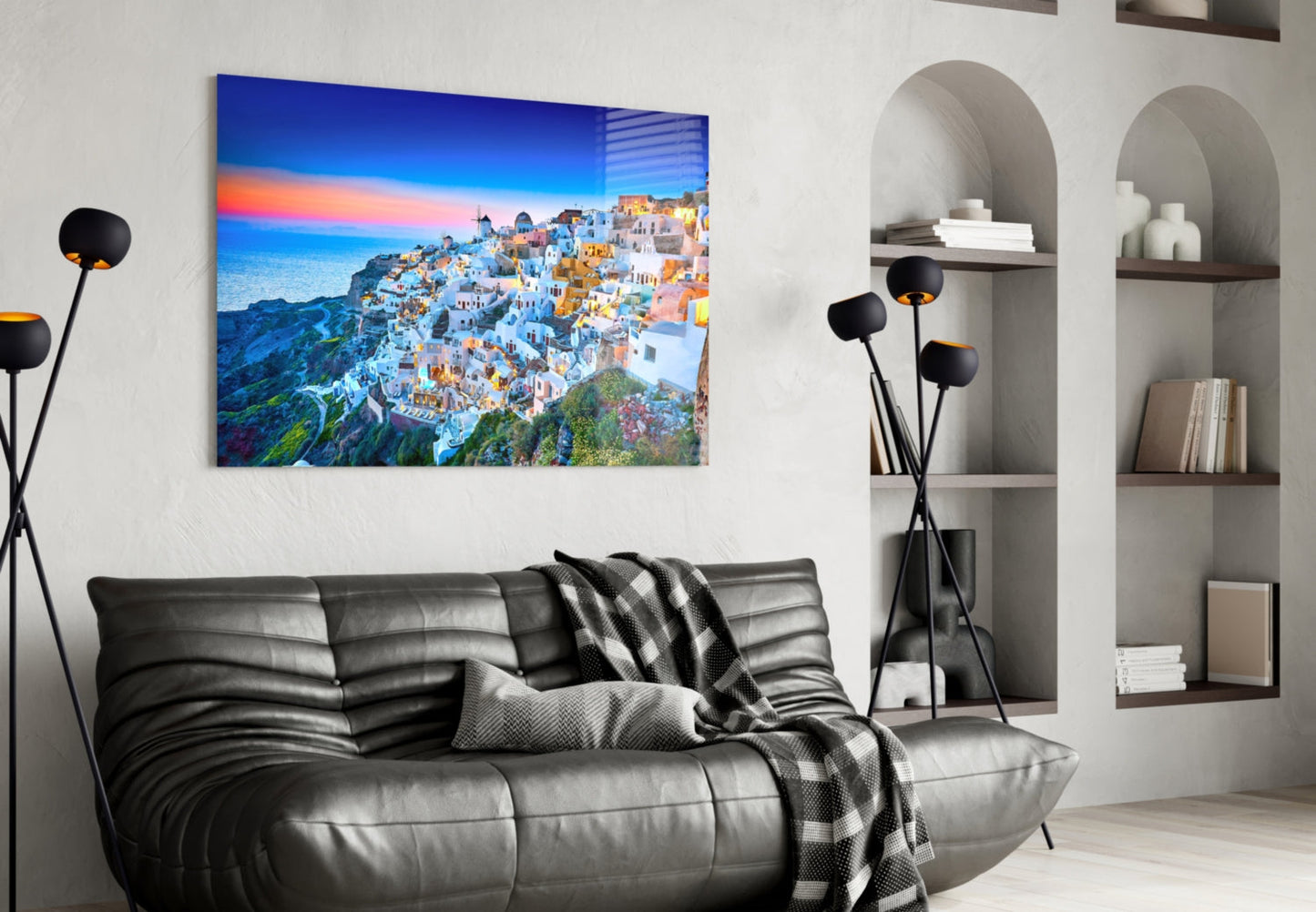 Santorini Glass Wall Art