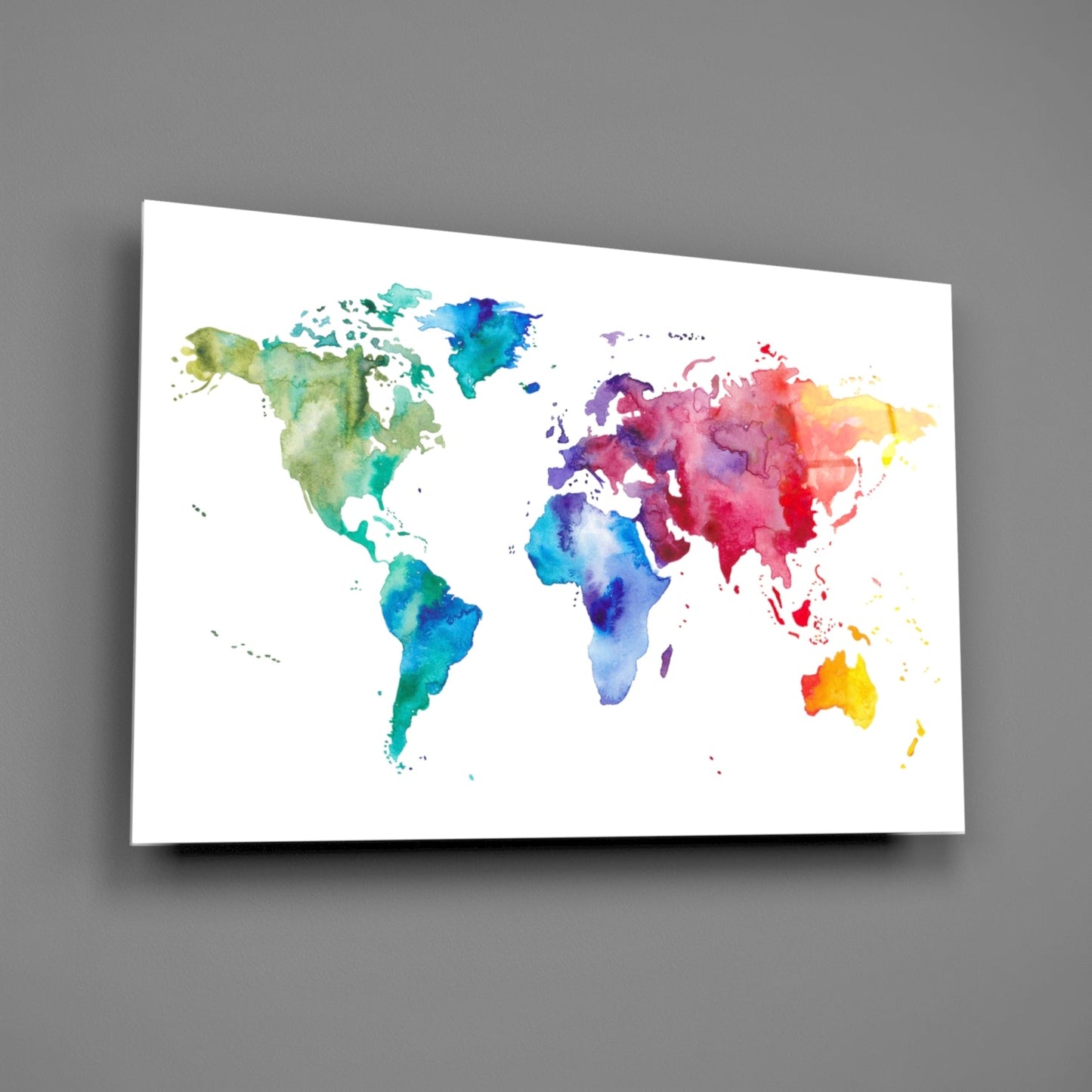 World Map Glass Wall Art