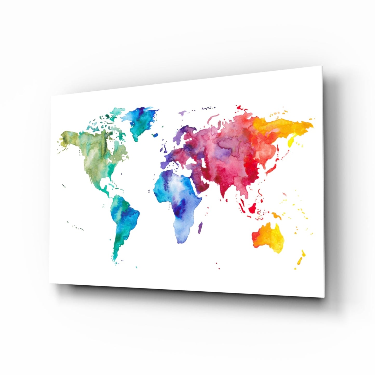World Map Glass Wall Art