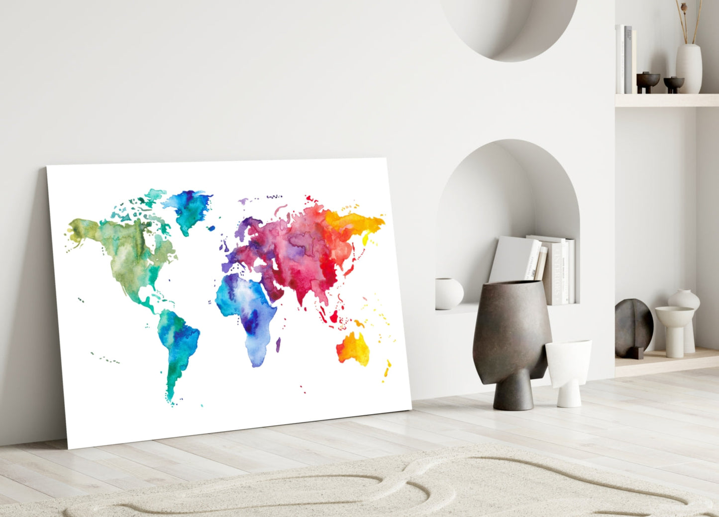 World Map Glass Wall Art