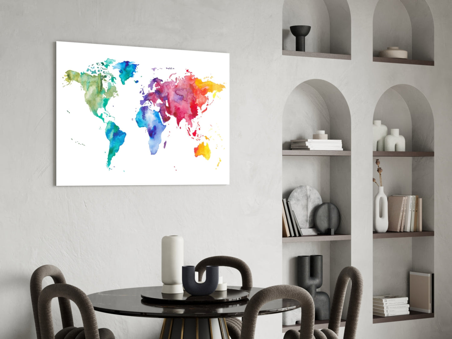 World Map Glass Wall Art