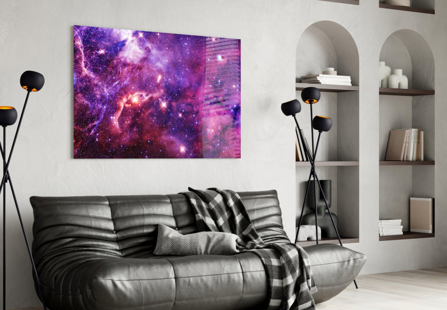 Space Purple Glass Wall Art