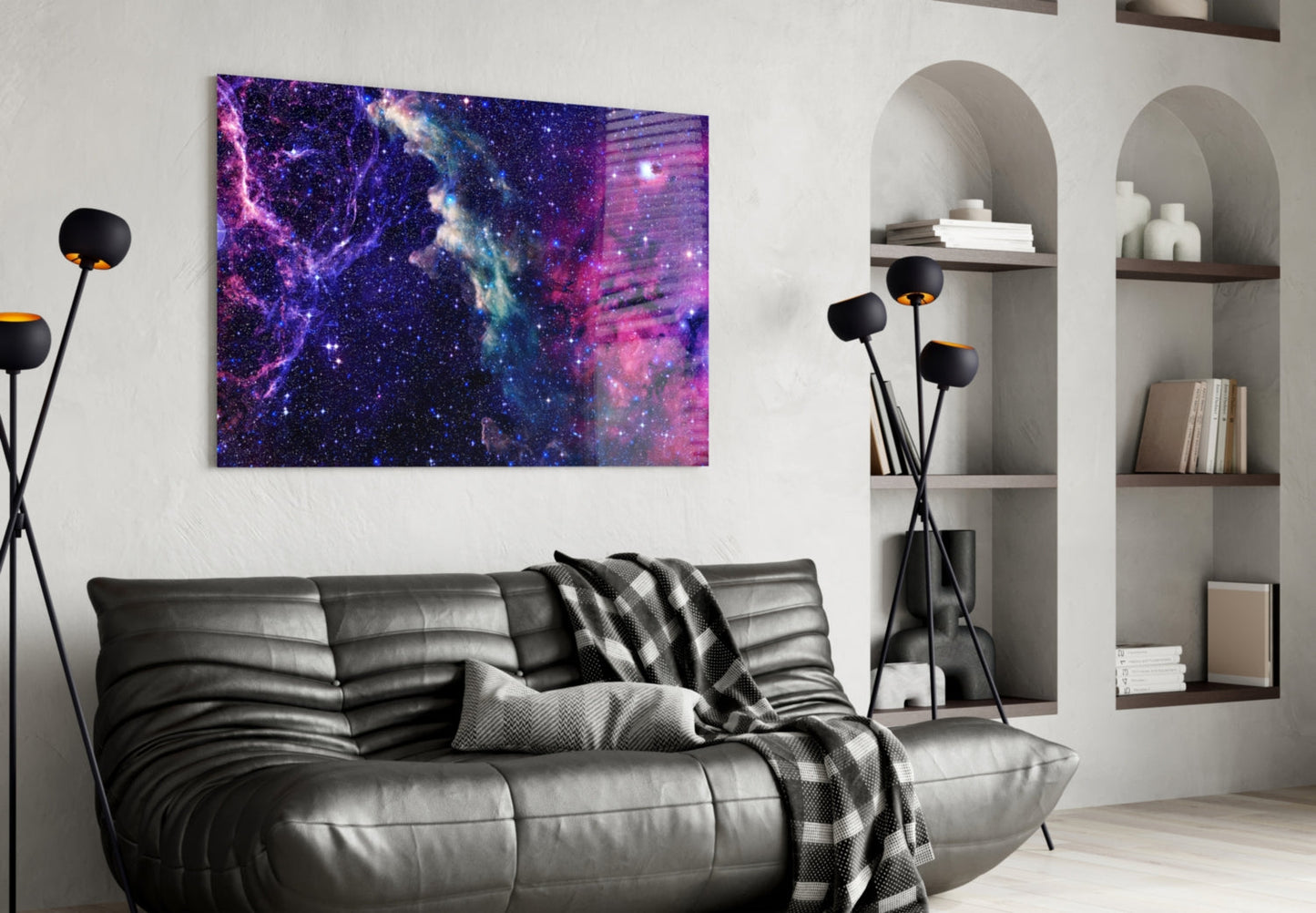 Space Purple Glass Wall Art