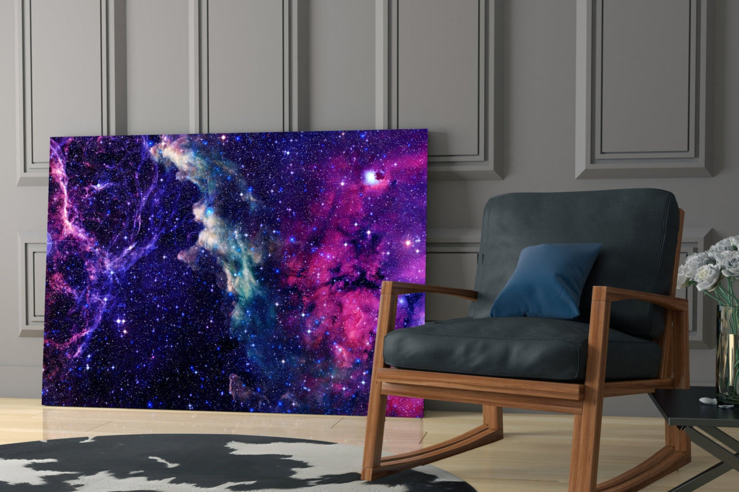 Space Purple Glass Wall Art
