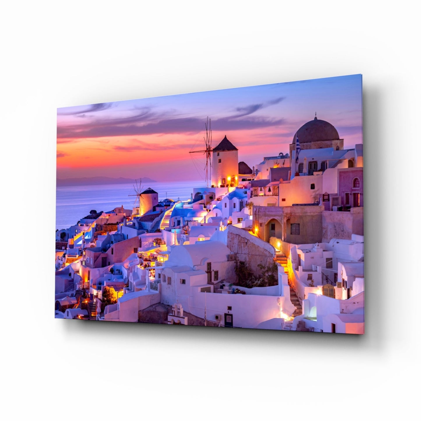 Santorini Glass Wall Art