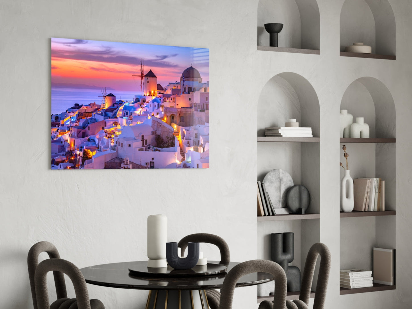 Santorini Glass Wall Art