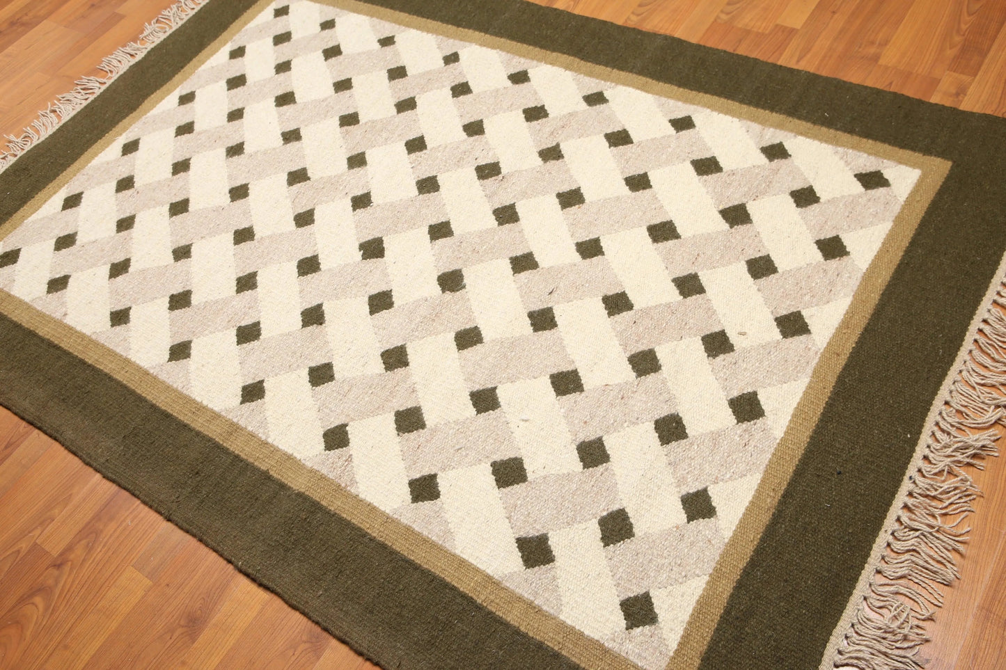 5' x 7' Hand woven Vintage Afghan Kilim 100% wool Area rug Beige-0